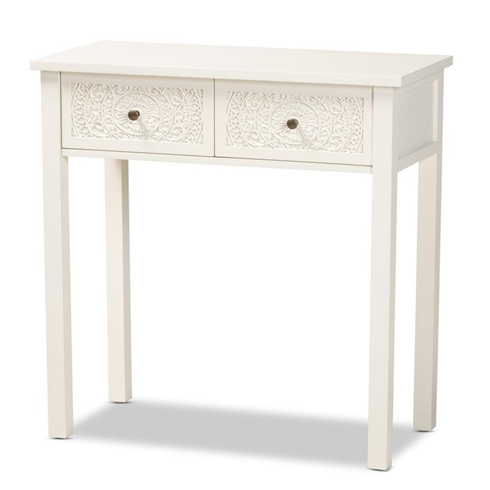 Baxton Studio Lambert Classic and Traditional White Finished Wood 2-Drawer Console Table